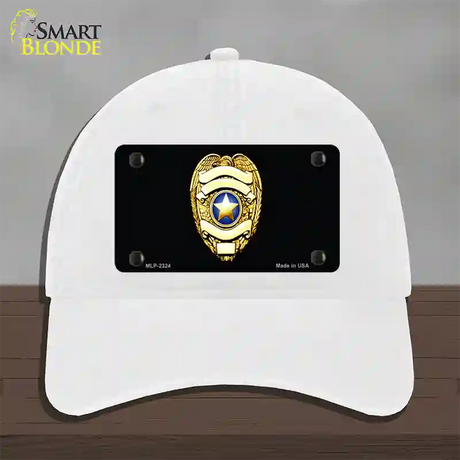 Police Badge Novelty License Plate Hat Unconstructed Cotton / White