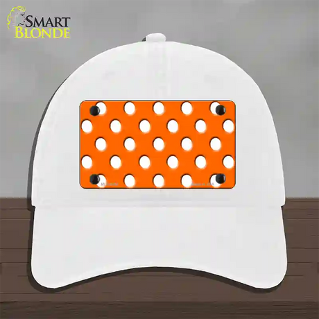 White Polka Dots Orange Novelty License Plate Hat Unconstructed Cotton / White