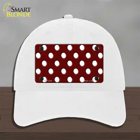 White Polka Dots Burgundy Novelty License Plate Hat Unconstructed Cotton / White