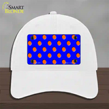 Orange Polka Dots Royal Blue Novelty License Plate Hat Unconstructed Cotton / White