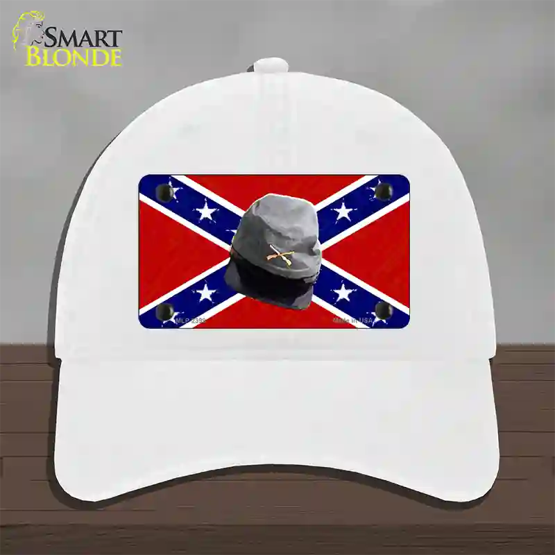 Confederate Army Cap Novelty License Plate Hat Unconstructed Cotton / White