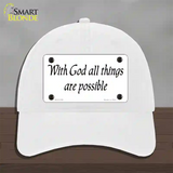 All Things Possible Novelty License Plate Hat Unconstructed Cotton / White