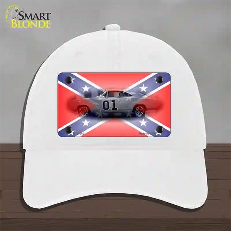 Confederate Flag Charger Novelty License Plate Hat Unconstructed Cotton / White