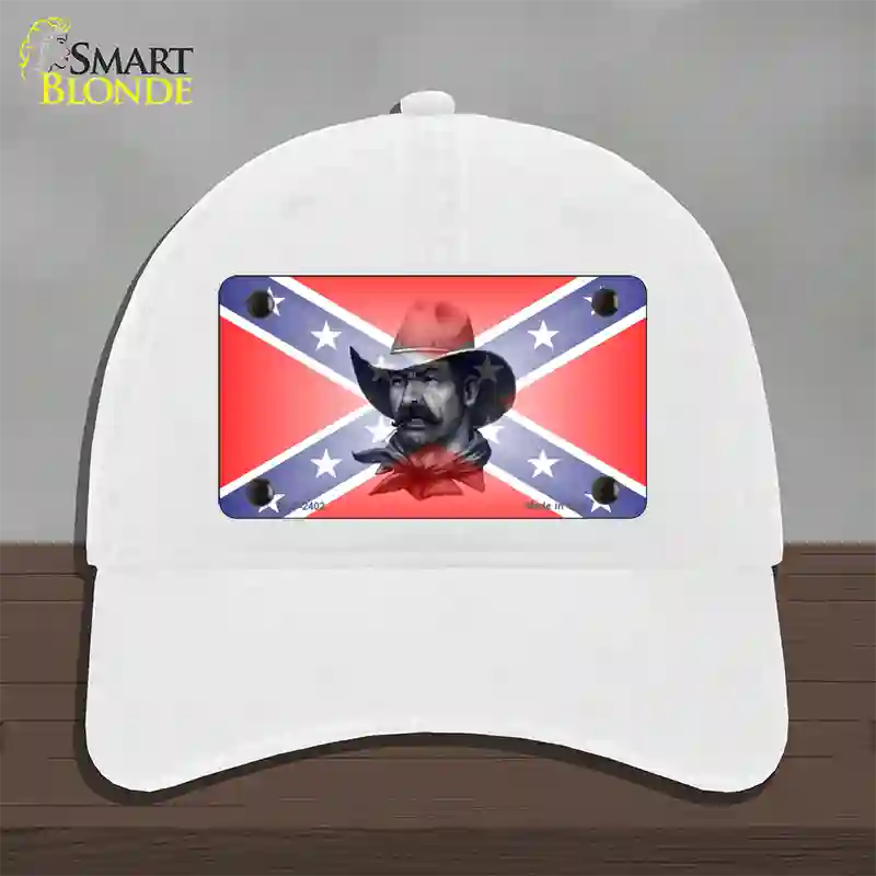 Confederate Flag Cowboy Novelty License Plate Hat Unconstructed Cotton / White