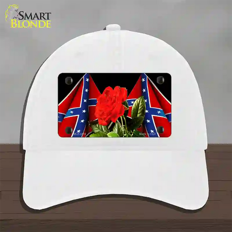 Rebel Rose Novelty License Plate Hat Unconstructed Cotton / White