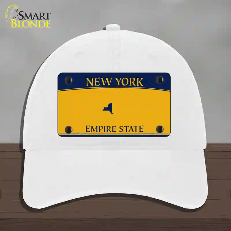 New York State Blanks Novelty License Plate Hat Unconstructed Cotton / White