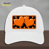 Orange Black Polka Dot Orange Center Hearts Novelty License Plate Hat Unconstructed Cotton / White