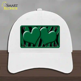 Green Black Zebra Green Centered Hearts Novelty License Plate Hat Unconstructed Cotton / White