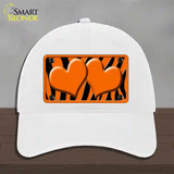 Orange Black Zebra Orange Centered Hearts Novelty License Plate Hat Unconstructed Cotton / White