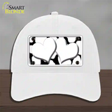 White Black Giraffe White Centered Hearts Novelty License Plate Hat Unconstructed Cotton / White