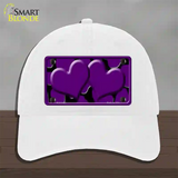 Purple Black Giraffe Purple Centered Hearts Novelty License Plate Hat Unconstructed Cotton / White