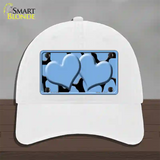 Light Blue Black Giraffe Light Blue Centered Hearts Novelty License Plate Hat Unconstructed Cotton / White