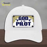 God Is My Pilot Novelty License Plate Hat Unconstructed Cotton / White