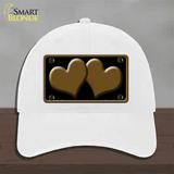 Solid Brown Centered Hearts Black Novelty License Plate Hat Unconstructed Cotton / White