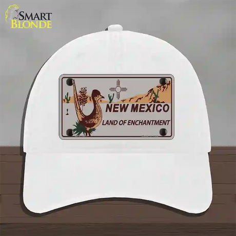 Roadrunner Gray New Mexico Novelty License Plate Hat Unconstructed Cotton / White