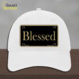 Blessed Gold Novelty License Plate Hat Unconstructed Cotton / White