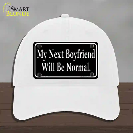 My Next Boyfriend Novelty License Plate Hat Unconstructed Cotton / White