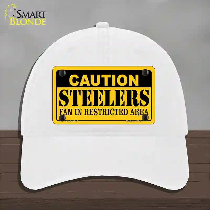 Caution Steelers Novelty License Plate Hat Unconstructed Cotton / White