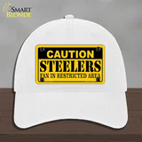 Caution Steelers Novelty License Plate Hat Unconstructed Cotton / White