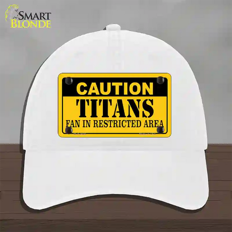 Caution Titans Novelty License Plate Hat Unconstructed Cotton / White