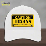 Caution Texans Novelty License Plate Hat Unconstructed Cotton / White