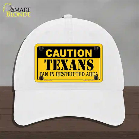 Caution Texans Novelty License Plate Hat Unconstructed Cotton / White