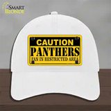 Caution Panthers Novelty License Plate Hat Unconstructed Cotton / White