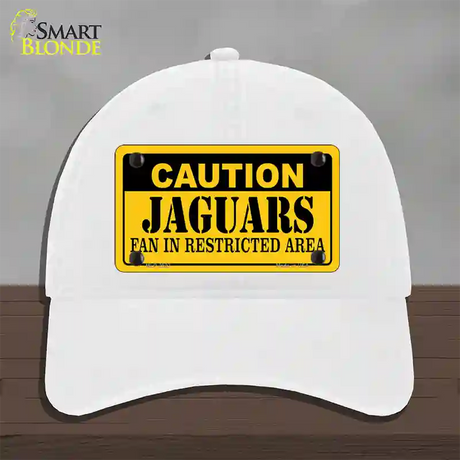 Caution Jaguars Novelty License Plate Hat Unconstructed Cotton / White