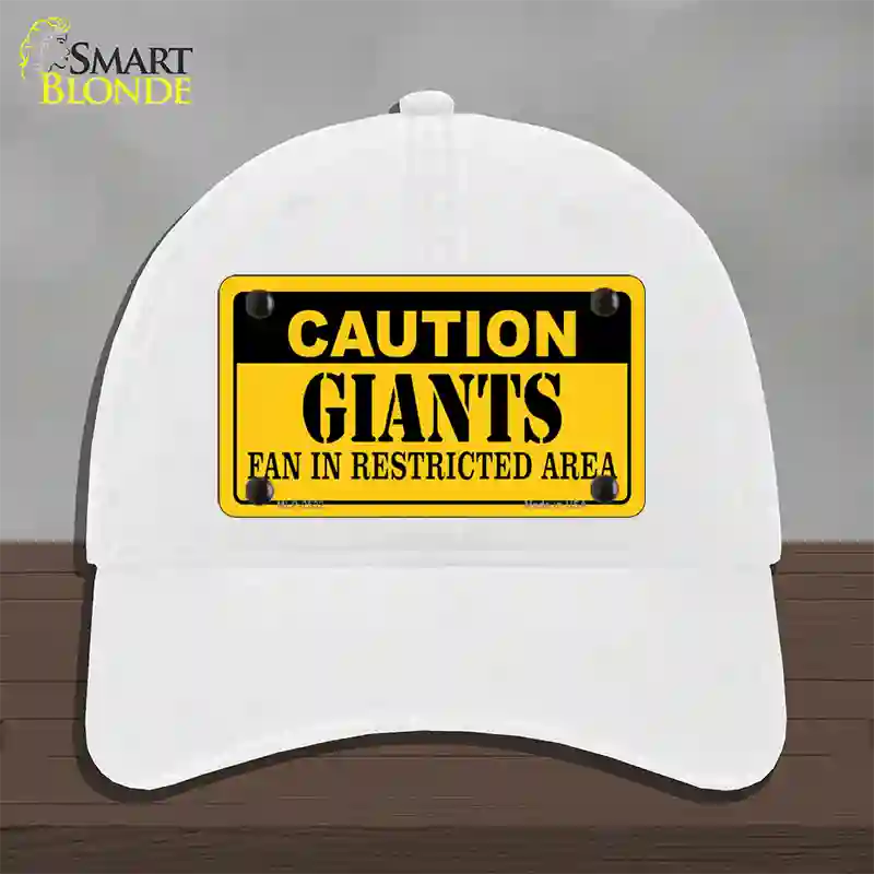 Caution Giants Novelty License Plate Hat Unconstructed Cotton / White