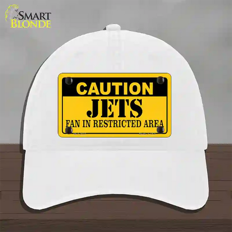 Caution Jets Novelty License Plate Hat Unconstructed Cotton / White