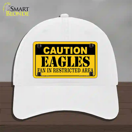 Caution Eagles Novelty License Plate Hat Unconstructed Cotton / White