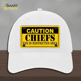 Caution Chiefs Novelty License Plate Hat Unconstructed Cotton / White