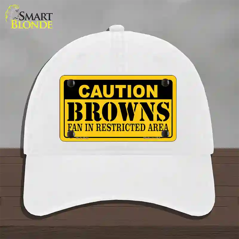 Caution Browns Novelty License Plate Hat Unconstructed Cotton / White