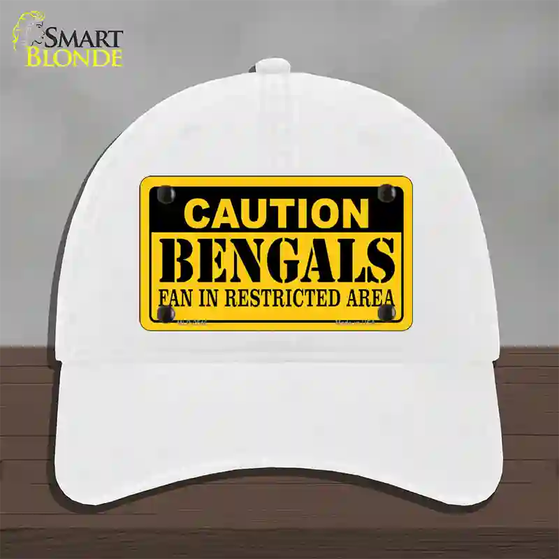 Caution Bengals Novelty License Plate Hat Unconstructed Cotton / White