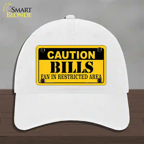 Caution Bills Novelty License Plate Hat Unconstructed Cotton / White