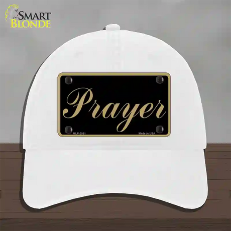 Prayer Novelty License Plate Hat Unconstructed Cotton / White