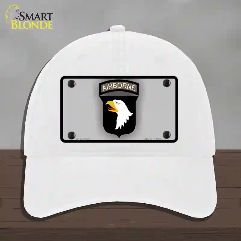 Airborne Eagle Novelty License Plate Hat Unconstructed Cotton / White