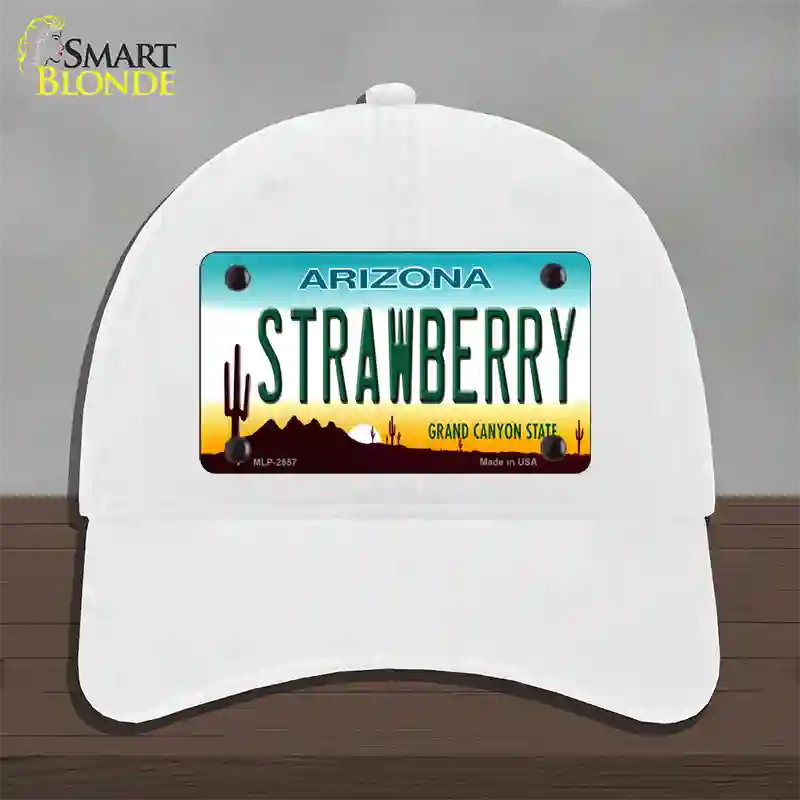 Strawberry Arizona Novelty License Plate Hat Unconstructed Cotton / White