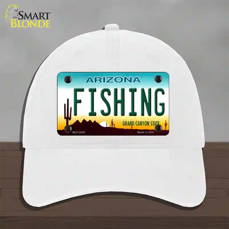 Fishing Arizona Novelty License Plate Hat Unconstructed Cotton / White