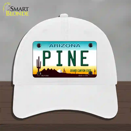 Pine Arizona Novelty License Plate Hat Unconstructed Cotton / White