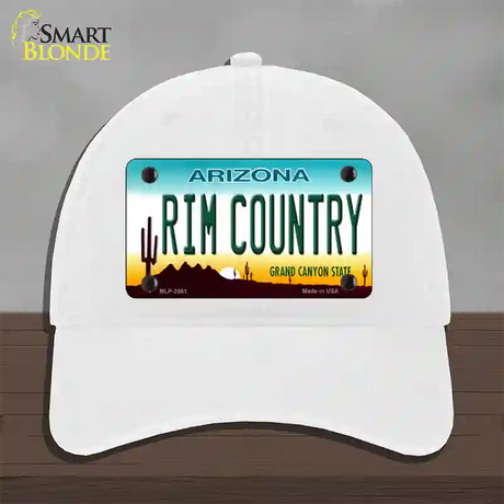 Rim Country Arizona Novelty License Plate Hat Unconstructed Cotton / White