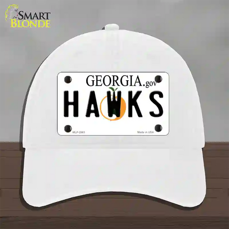 Hawks Georgia State Novelty License Plate Hat Unconstructed Cotton / White