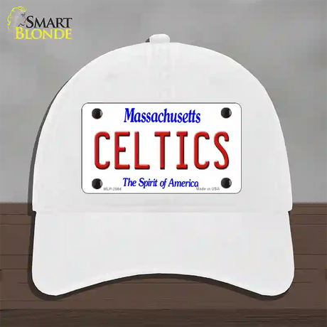 Celtics Massachusetts State Novelty License Plate Hat Unconstructed Cotton / White