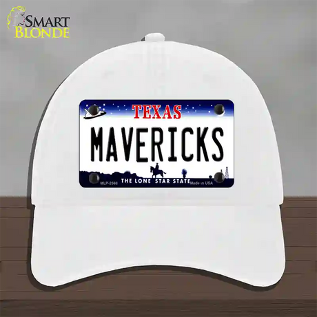 Mavericks Texas State Novelty License Plate Hat Unconstructed Cotton / White