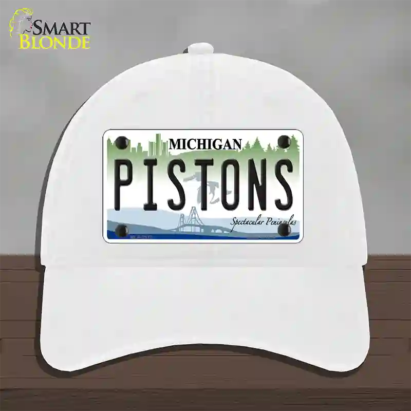 Pistons Michigan State Novelty License Plate Hat Unconstructed Cotton / White