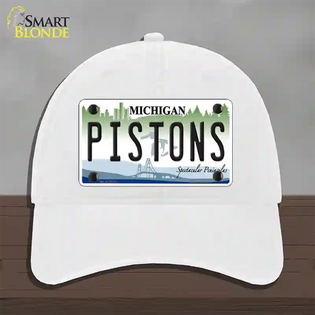 Pistons Michigan State Novelty License Plate Hat Unconstructed Cotton / White