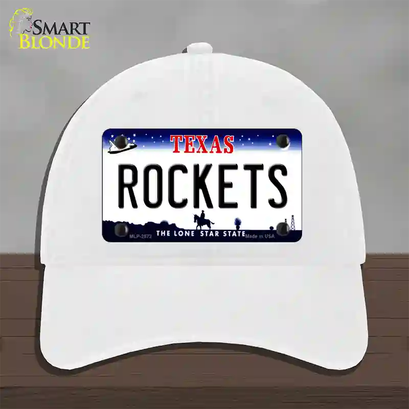 Rockets Texas State Novelty License Plate Hat Unconstructed Cotton / White