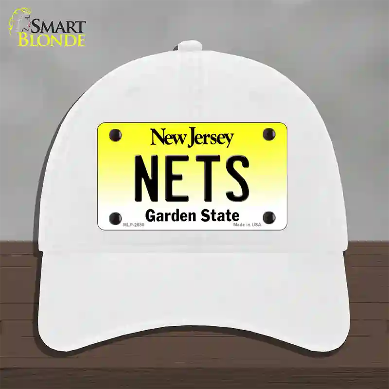 Nets New Jersey State Novelty License Plate Hat Unconstructed Cotton / White