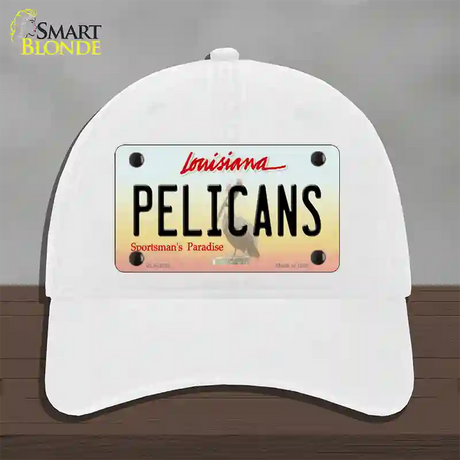 Pelicans Louisiana State Novelty License Plate Hat Unconstructed Cotton / White