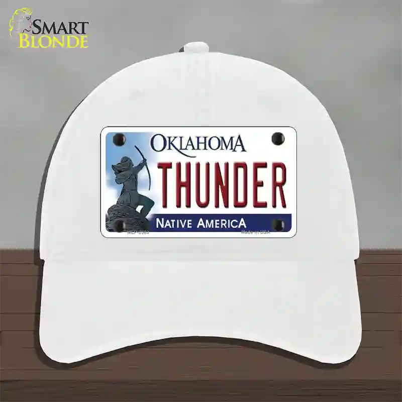 Thunder Oklahoma State Novelty License Plate Hat Unconstructed Cotton / White